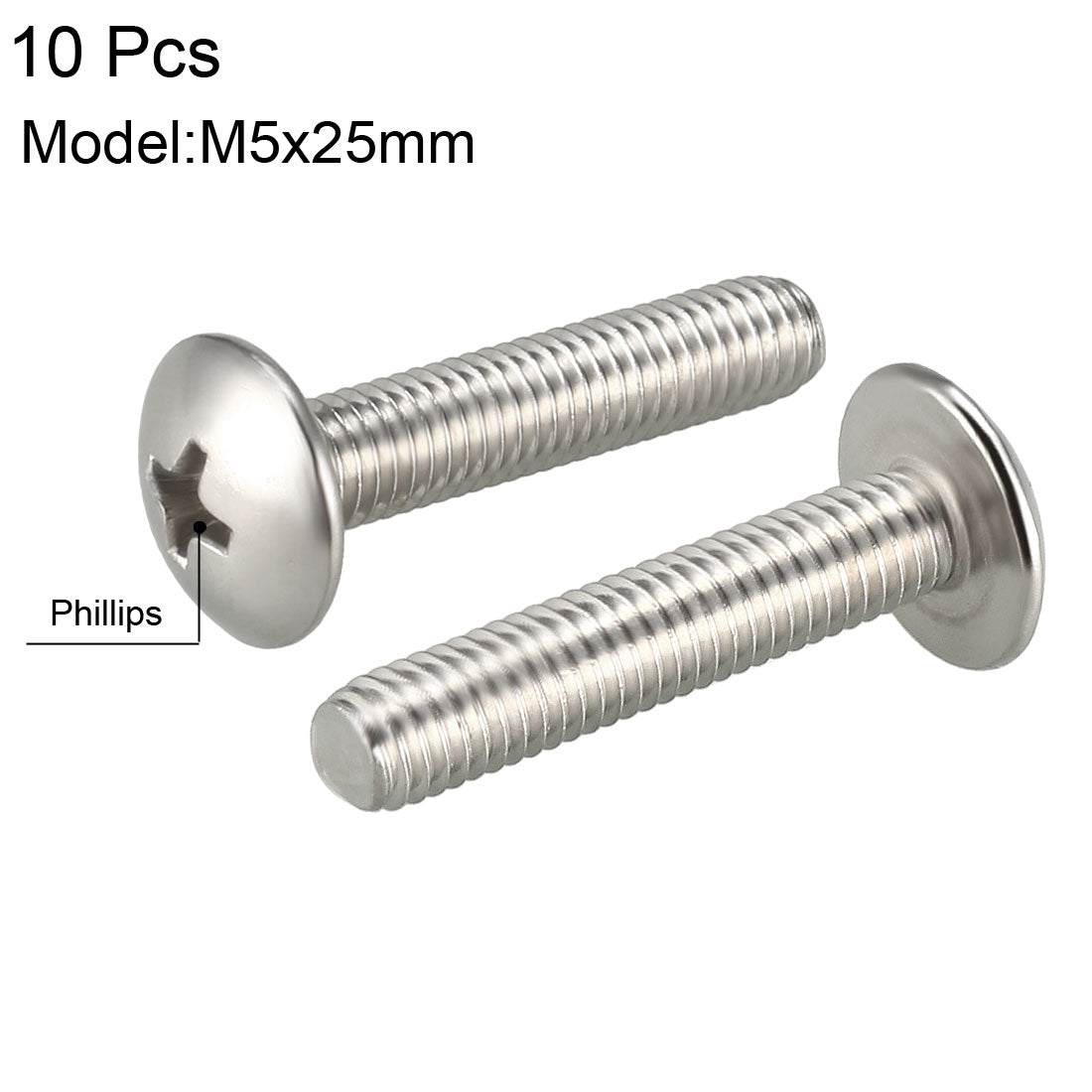 uxcell Uxcell Machine Screws, Phillips Truss Head Screw, 304 Stainless Steel