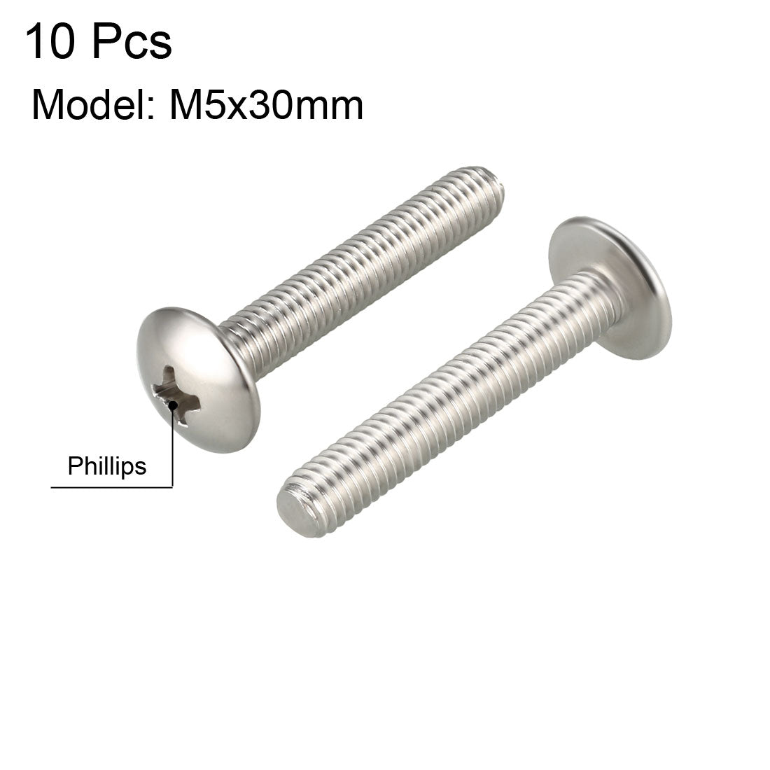 uxcell Uxcell Machine Screws, Phillips Truss Head Screw, 304 Stainless Steel