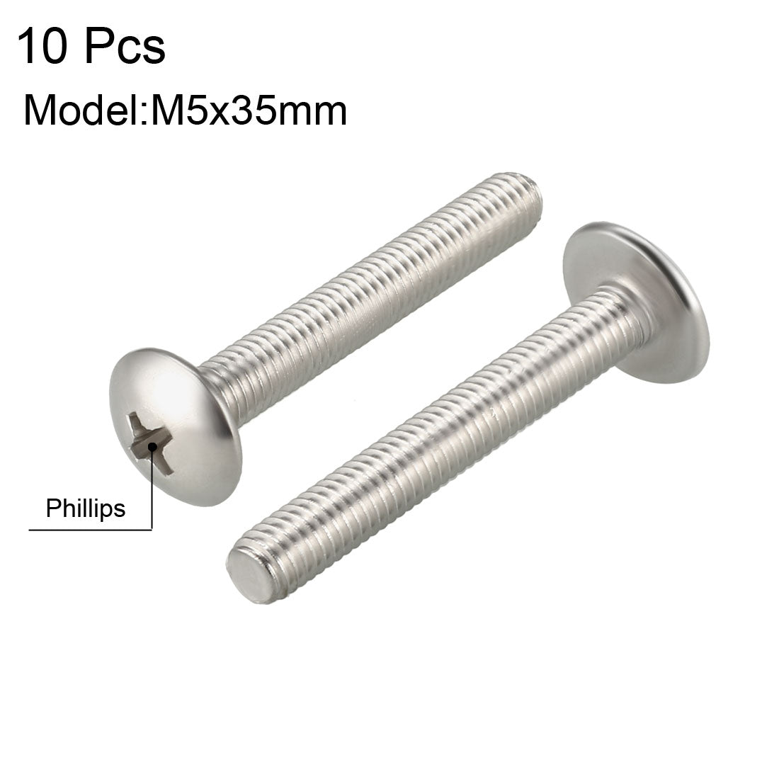 uxcell Uxcell Machine Screws, Phillips Truss Head Screw, 304 Stainless Steel