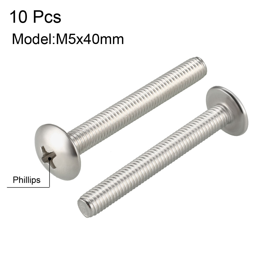 uxcell Uxcell Machine Screws, Phillips Truss Head Screw, 304 Stainless Steel