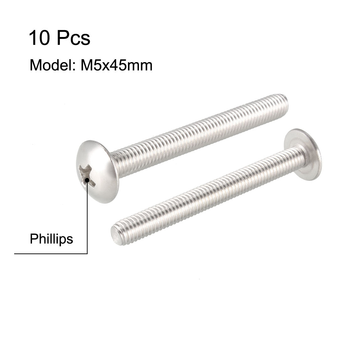 uxcell Uxcell Machine Screws, Phillips Truss Head Screw, 304 Stainless Steel