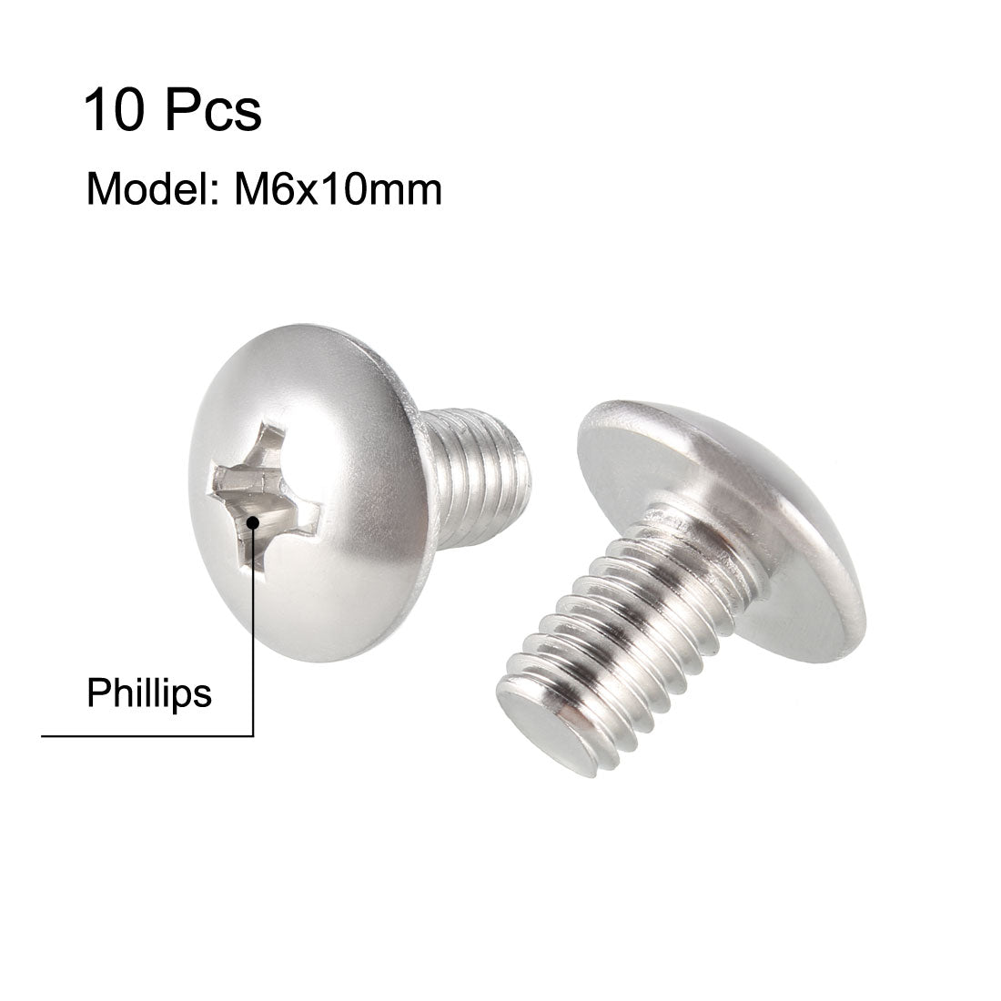 uxcell Uxcell Machine Screws, Phillips Truss Head, 304 Stainless Steel