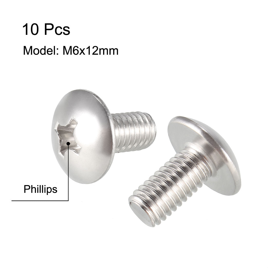 uxcell Uxcell Machine Screws, Phillips Truss Head, 304 Stainless Steel