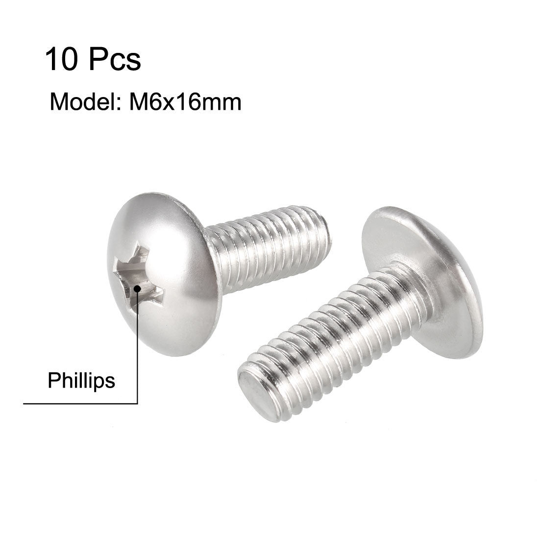 uxcell Uxcell Machine Screws, Phillips Truss Head, 304 Stainless Steel