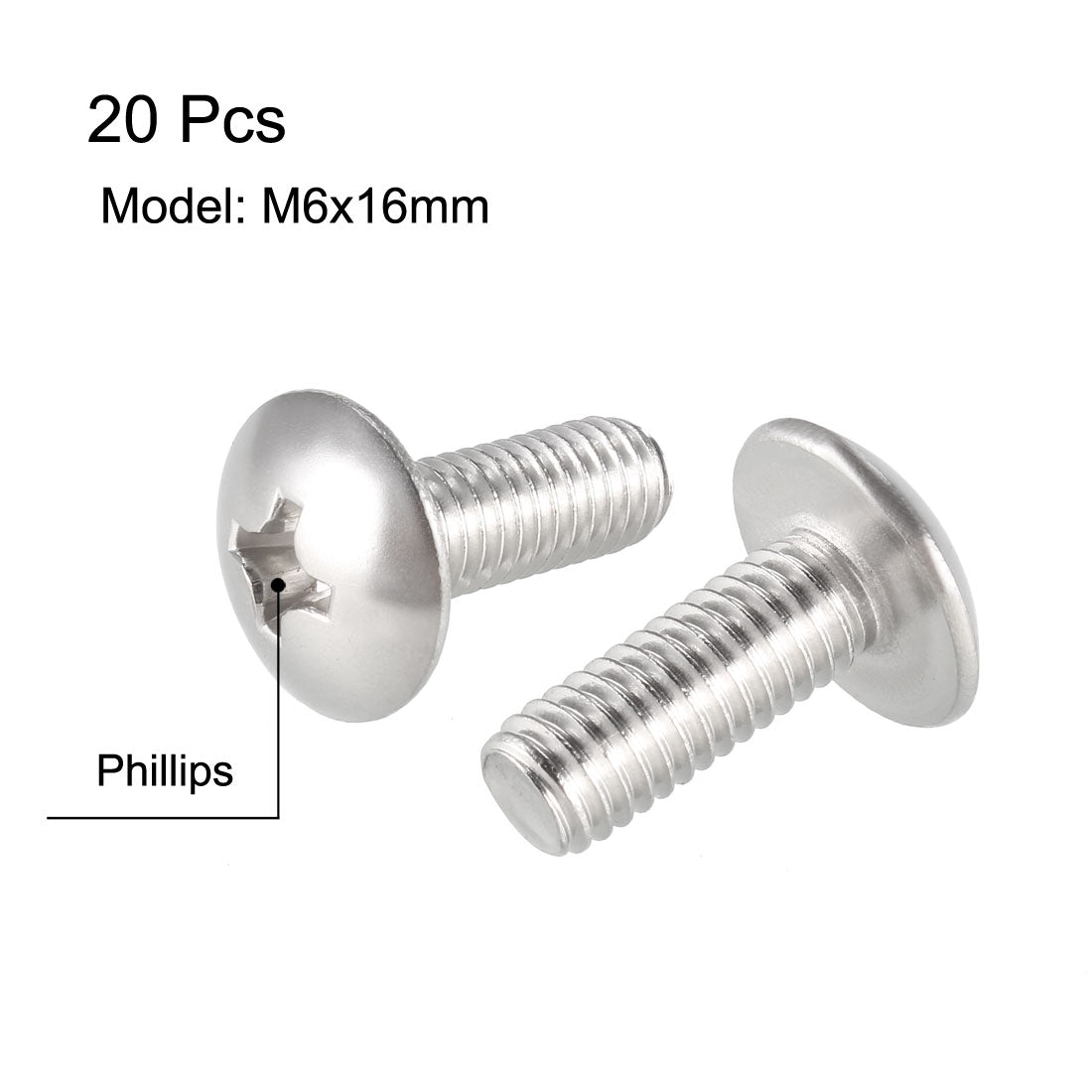 uxcell Uxcell Machine Screws, Phillips Truss Head 304 Stainless Steel