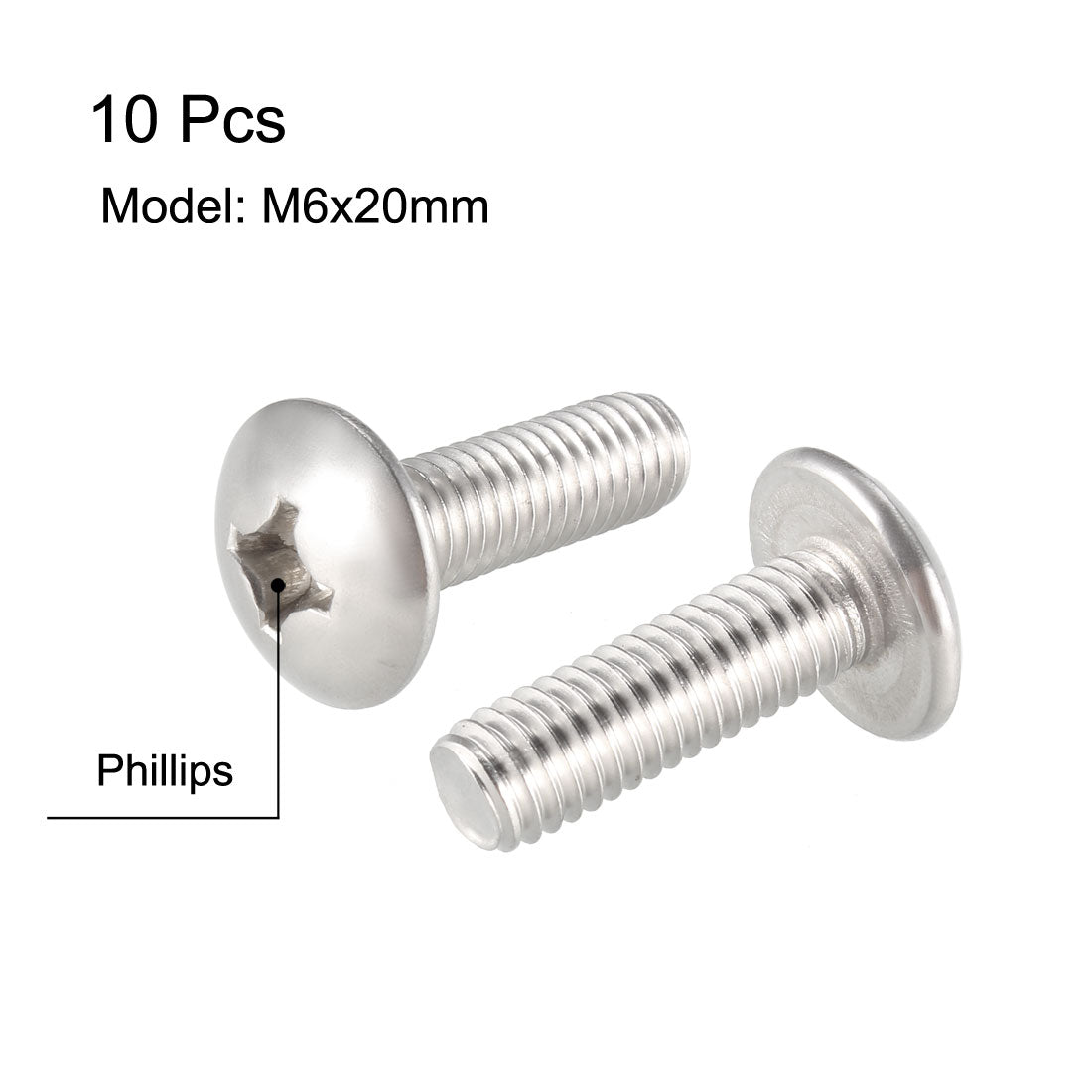 uxcell Uxcell Machine Screws, Phillips Truss Head, 304 Stainless Steel