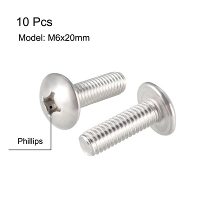 Harfington Uxcell Machine Screws, Phillips Truss Head, 304 Stainless Steel