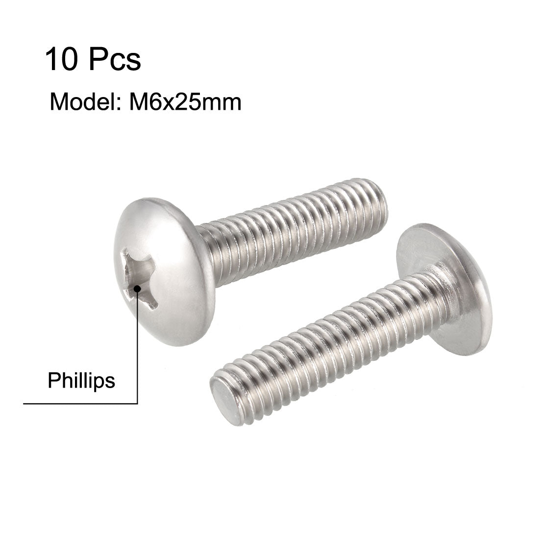 uxcell Uxcell Machine Screws, Phillips Truss Head, 304 Stainless Steel