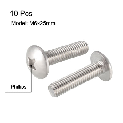 Harfington Uxcell Machine Screws, Phillips Truss Head, 304 Stainless Steel