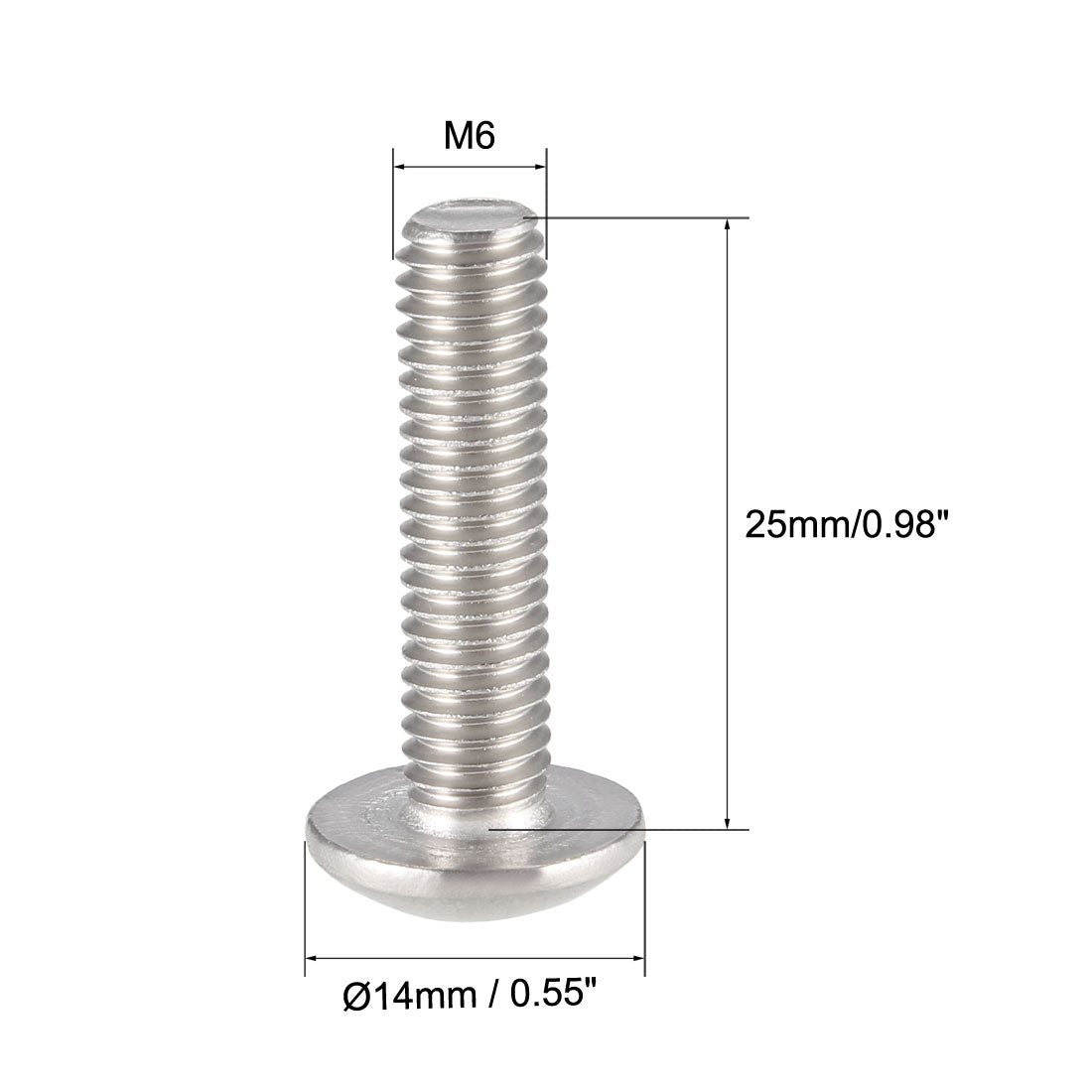 uxcell Uxcell Machine Screws, Phillips Truss Head, 304 Stainless Steel