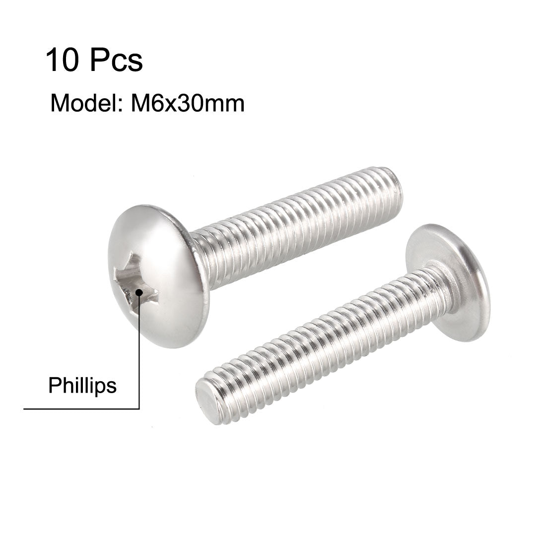 uxcell Uxcell Machine Screws, Phillips Truss Head, 304 Stainless Steel