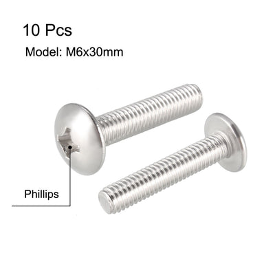 Harfington Uxcell Machine Screws, Phillips Truss Head, 304 Stainless Steel