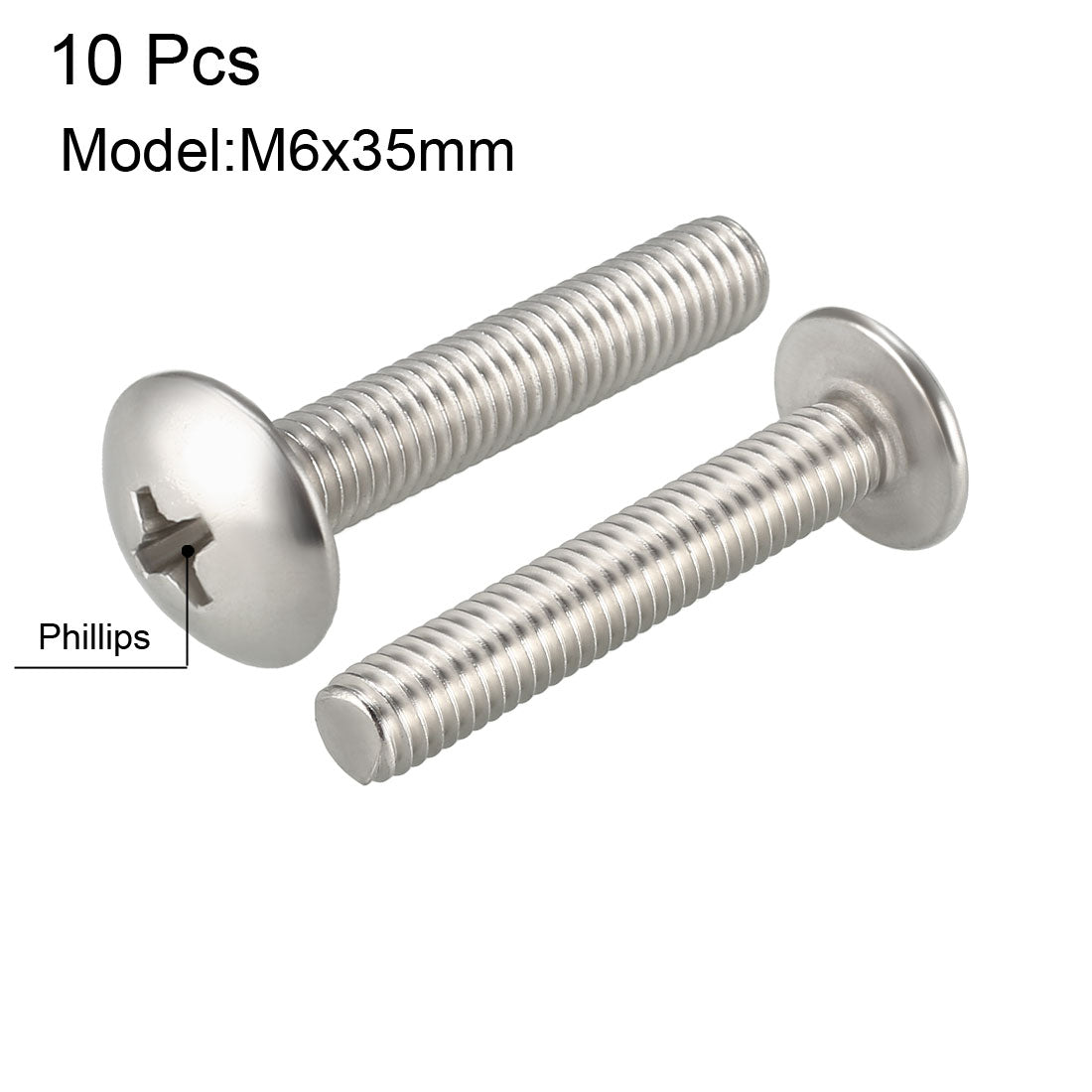 uxcell Uxcell Machine Screws, Phillips Truss Head, 304 Stainless Steel