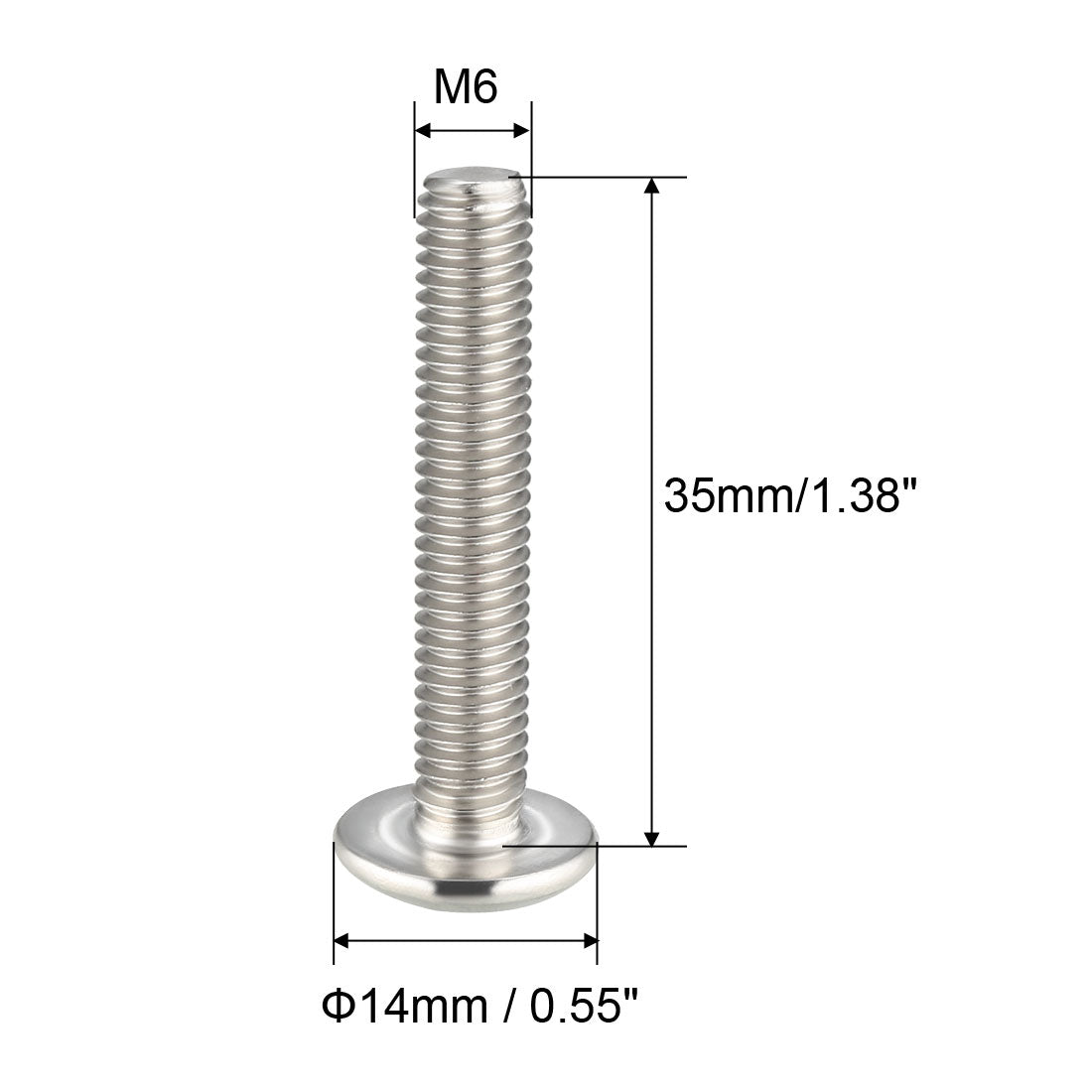 uxcell Uxcell Machine Screws, Phillips Truss Head, 304 Stainless Steel