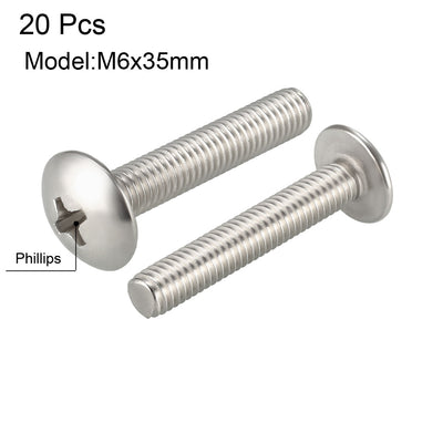 Harfington Uxcell Machine Screws, Phillips Truss Head 304 Stainless Steel