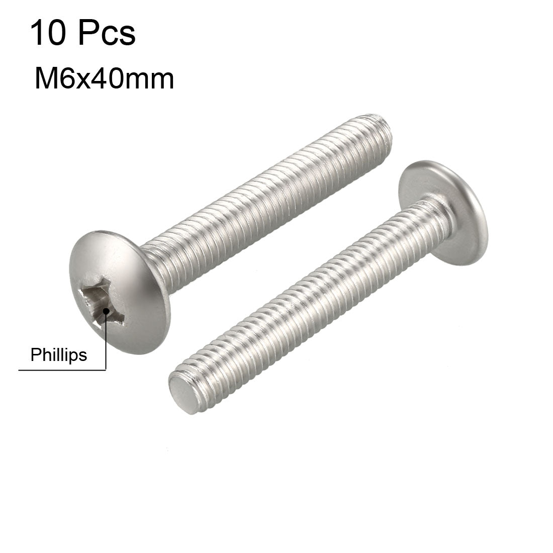 uxcell Uxcell Machine Screws, Phillips Truss Head, 304 Stainless Steel