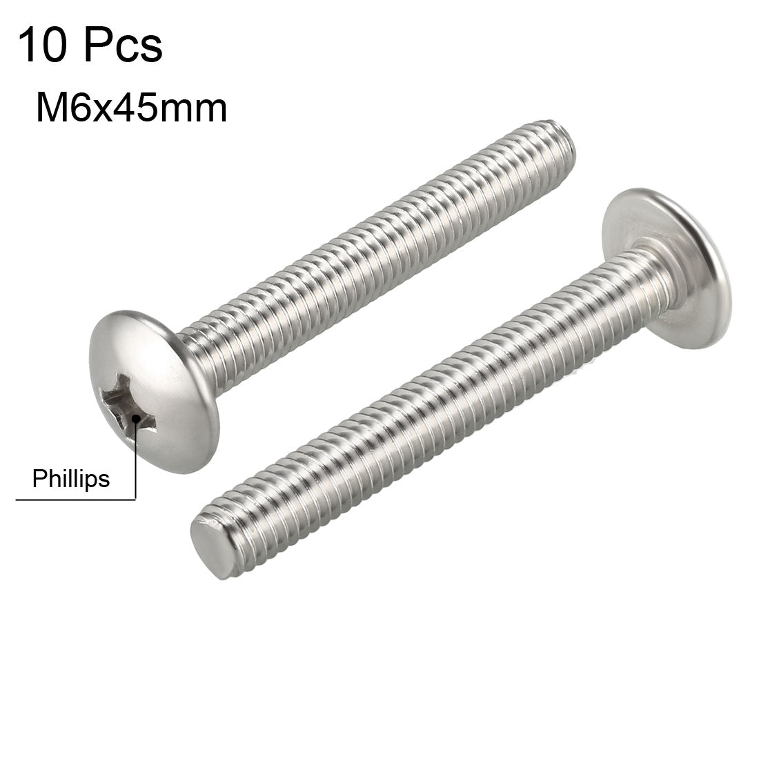 uxcell Uxcell Machine Screws, Phillips Truss Head, 304 Stainless Steel