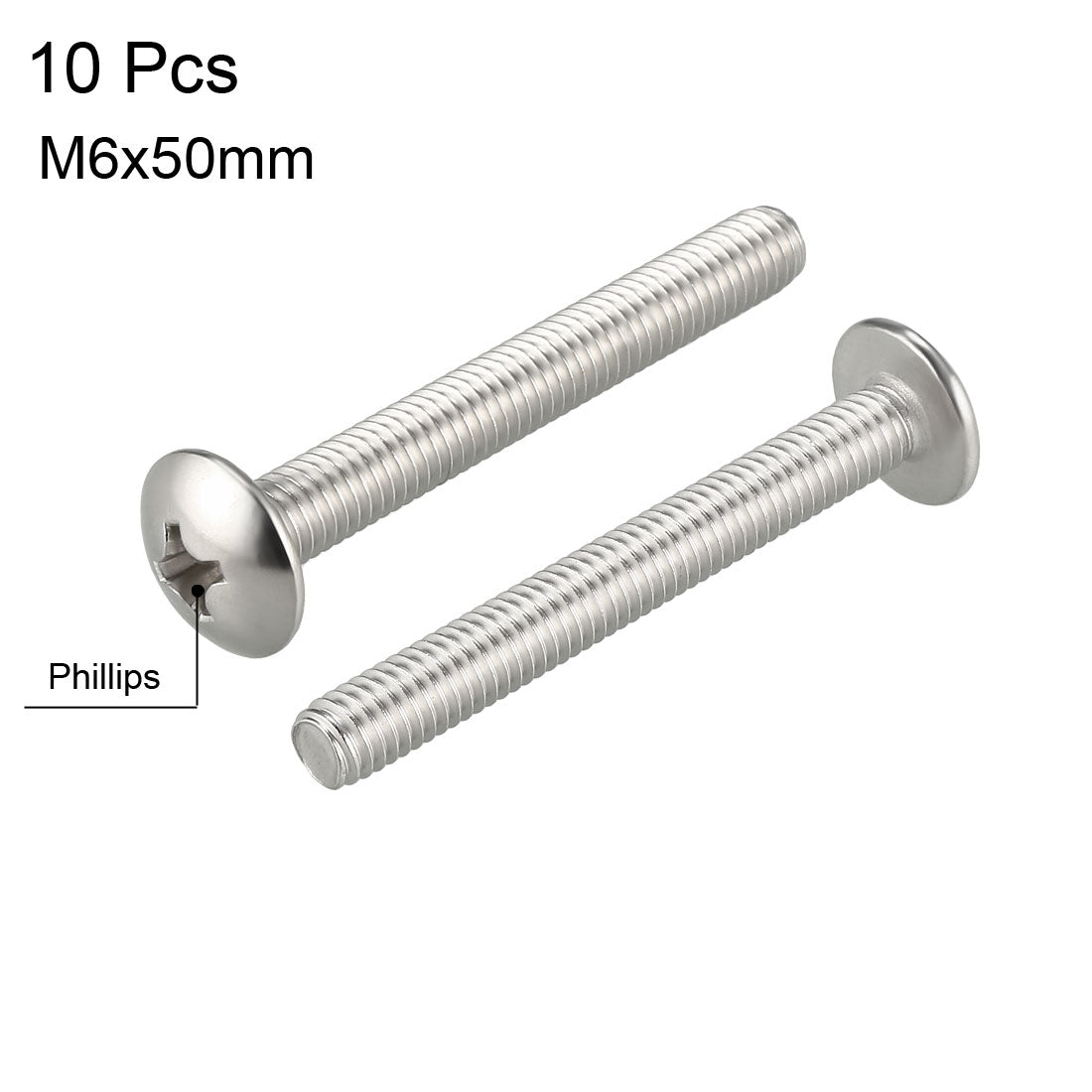 uxcell Uxcell Machine Screws, Phillips Truss Head, 304 Stainless Steel