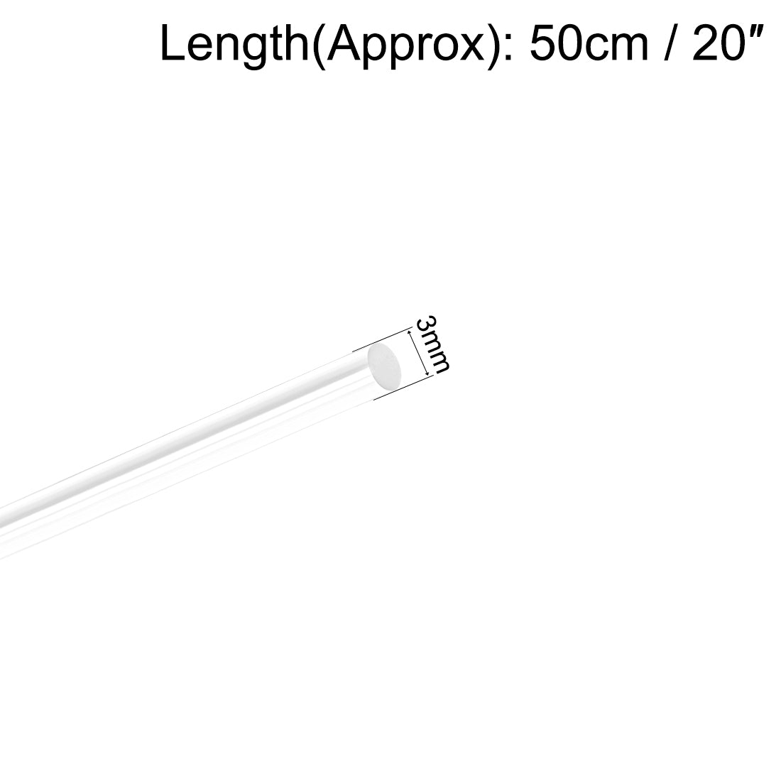 uxcell Uxcell 3mm Dia 20" Long Acrylic Round Rod,Clear Acrylic rods PMMA Bar 3pcs