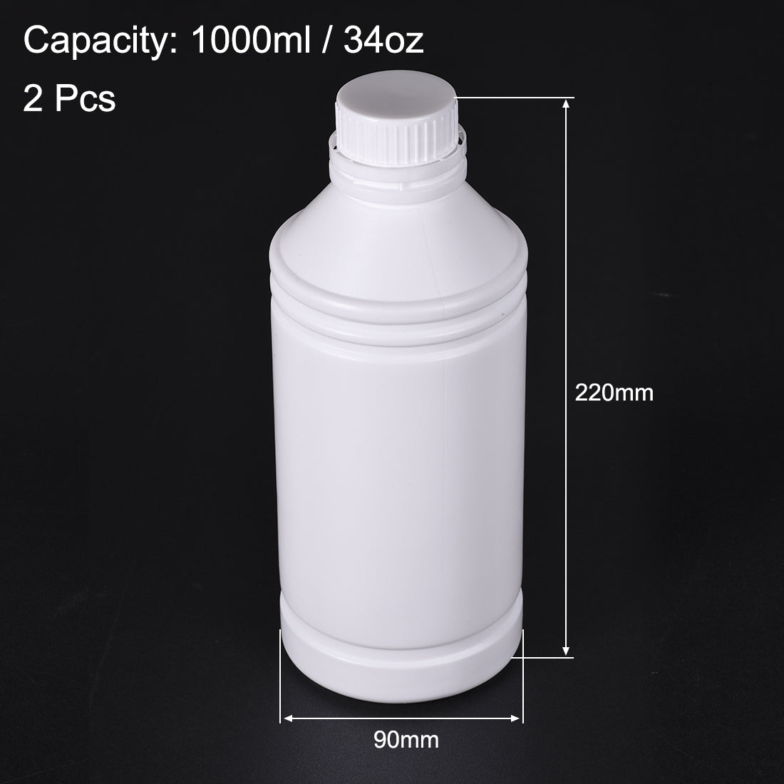 uxcell Uxcell Plastic Lab Chemical Reagent Bottle 1000ml/ 34oz Wide Mouth Sample Sealing Liquid Storage Container 2pcs