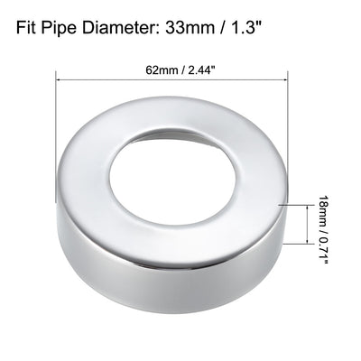 Harfington Uxcell Runde Rosetten 62x18mm Edelstahl Polieren mit Chromüberzug für 33mm Rohrdurchmesser 2Stk.