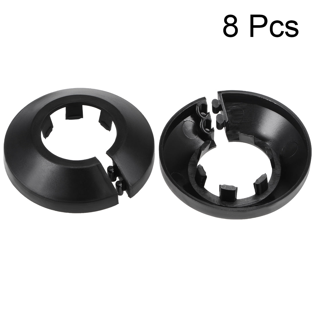 uxcell Uxcell 25mm Pipe Cover Decoration PP Plastic Water Pipe Escutcheon Black 8pcs