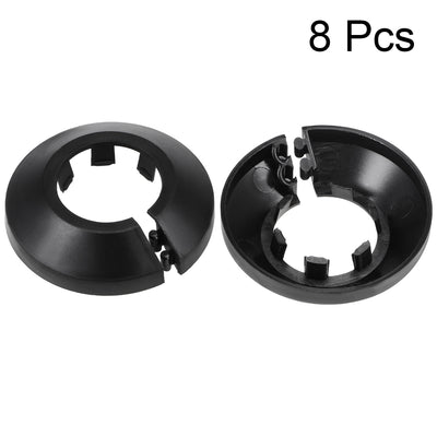 Harfington Uxcell 25mm Pipe Cover Decoration PP Plastic Water Pipe Escutcheon Black 8pcs