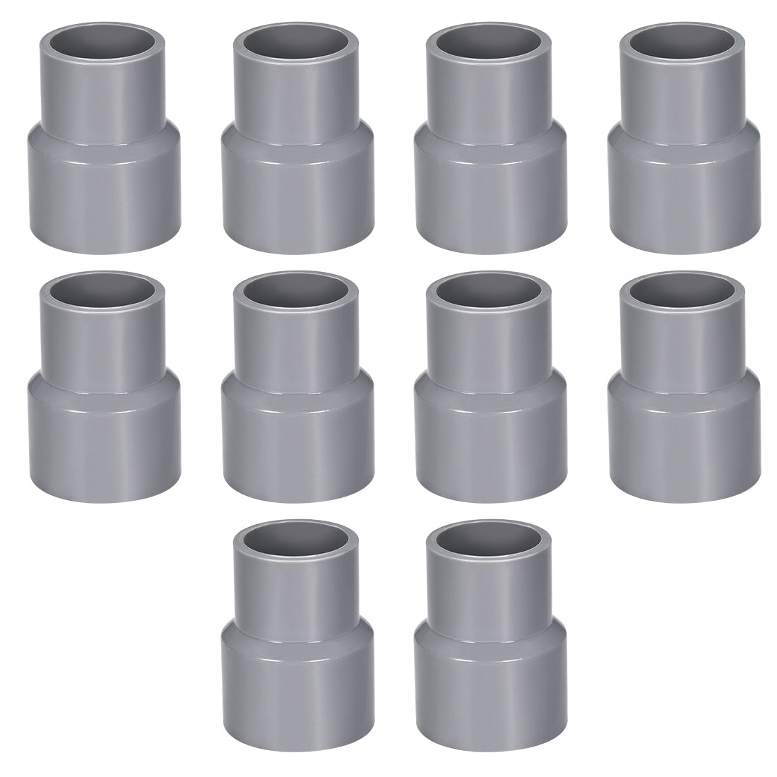 uxcell Uxcell 40mm x 32mm PVC Reducing Coupling Hub by Hub, DWV Pipe Fitting, Gray 10Pcs