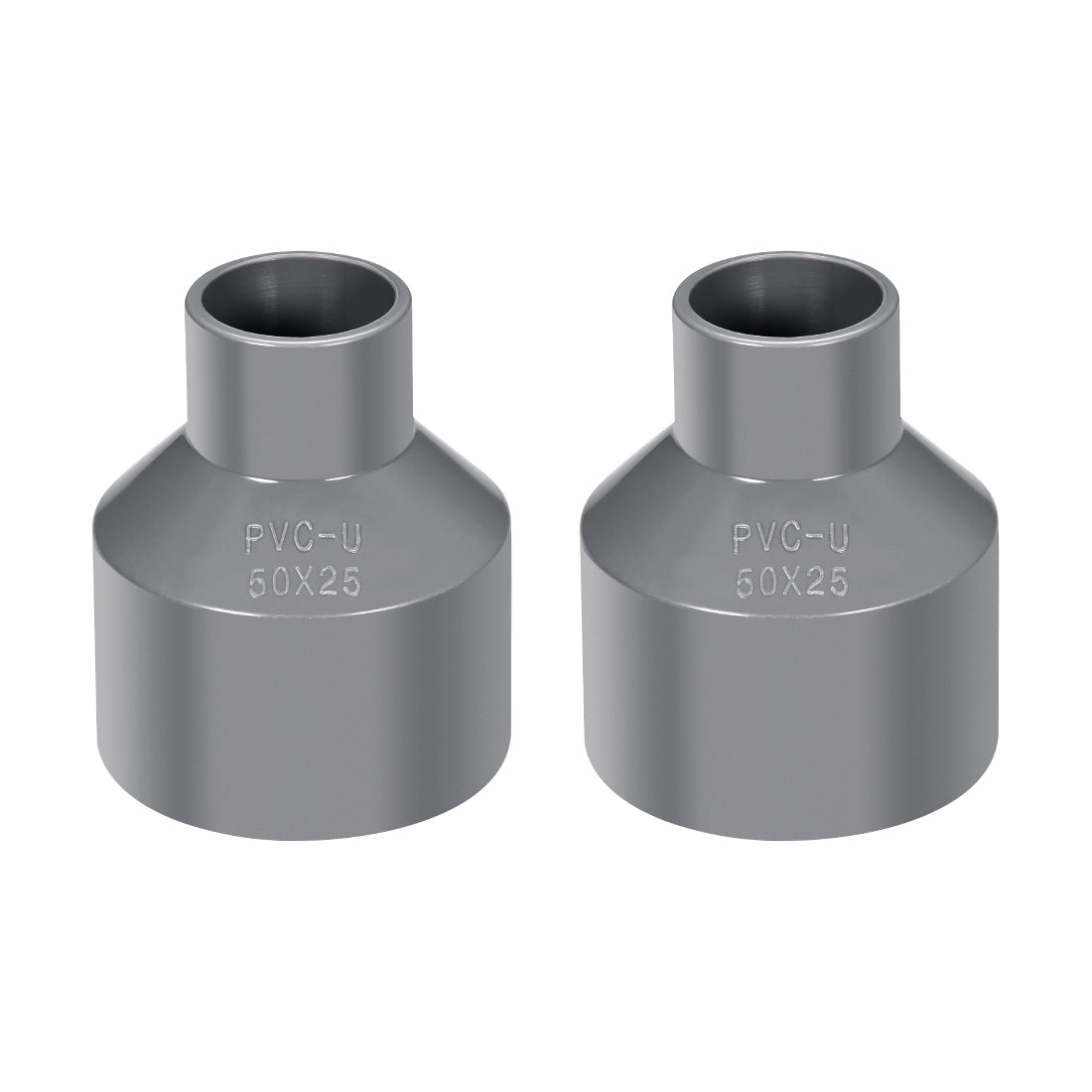 uxcell Uxcell 2 Stück PVC Rohrverbinder Rohr Verbindungsstück Kupplung 50mm x 25mm Grau