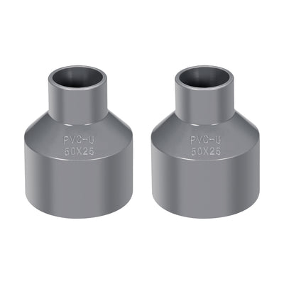 uxcell Uxcell 50mm x 25mm PVC Reducing Coupling Hub by Hub, DWV Pipe Fitting, Gray 2Pcs