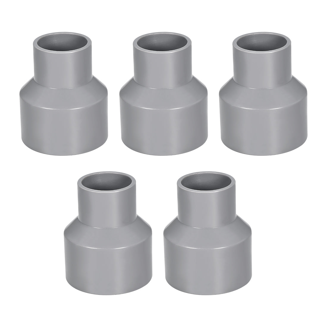 uxcell Uxcell 50mm x 32mm PVC Reducing Coupling Hub by Hub, DWV Pipe Fitting, Gray 5Pcs