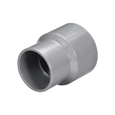 Harfington Uxcell 50mm x 40mm PVC Reducing Coupling Hub by Hub, DWV Pipe Fitting, Gray 2Pcs