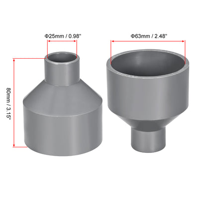 Harfington Uxcell 63mm x 25mm PVC Reducing Coupling Hub by Hub, DWV Pipe Fitting, Gray 2Pcs