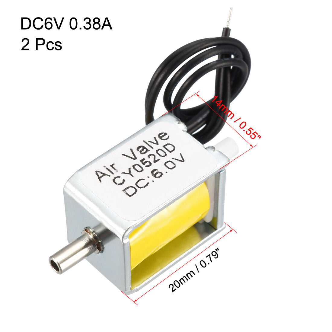 uxcell Uxcell 2 Stk. Miniatur Magnetventil 2 Wege normal geschlossen DC6V 0,38A Luftmagnetventil