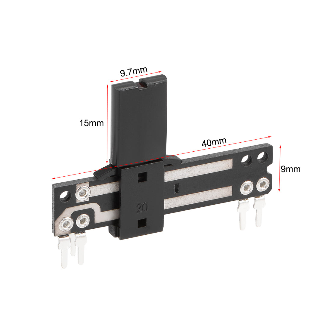 uxcell Uxcell 1pcs Fader Variable Resistors Mixer 40mm Straight Slide Potentiometer B100K Ohm Linear Double Potentiometers For Dimming Tuning with Light 15mm Shaft