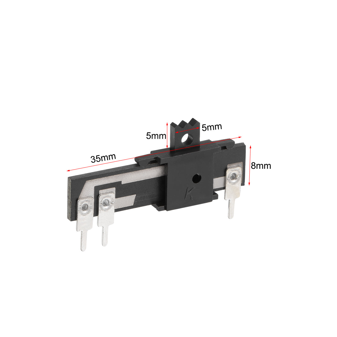 uxcell Uxcell 5pcs Fader Variable Resistors Mixer 35mm Straight Slide Potentiometer B20K Ohm Linear Single Potentiometers For Dimming Tuning