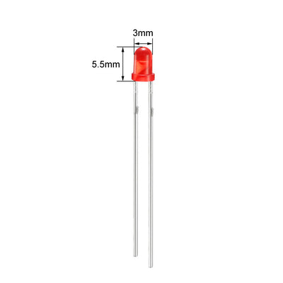 Harfington Uxcell 30pcs 3mm Red LED Diode Lights DC 1.8-2V Bulb Lamps Light Emitting Diode