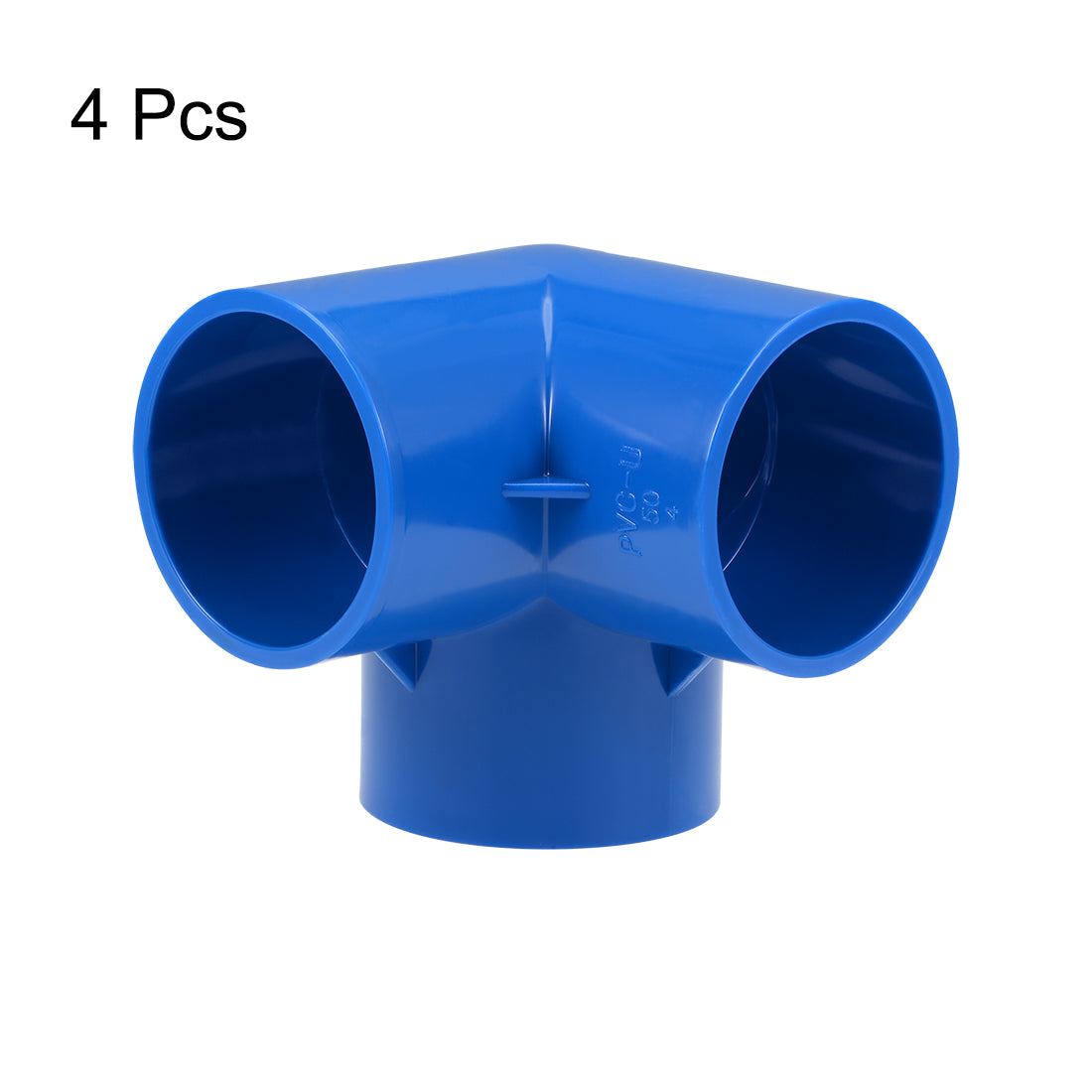 uxcell Uxcell 3-Way Elbow PVC Fitting, 50mm Socket, Tee Corner Fittings Blue 4Pcs