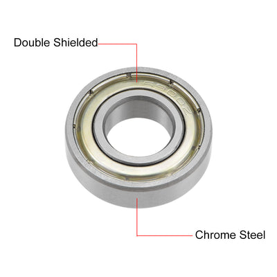 Harfington Uxcell Deep Groove Ball Bearings Metric Double Shield Chrome Steel ABEC1 Z1