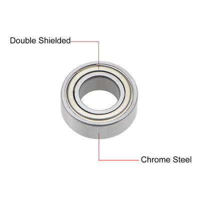 Harfington Uxcell Deep Groove Ball Bearing Metric Double Shielded Chrome Steel ABEC1 Z1 Level