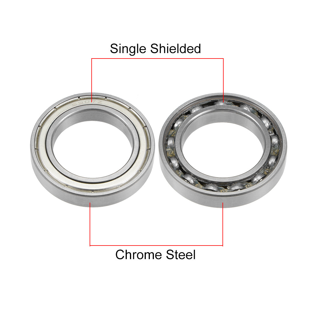 uxcell Uxcell Deep Groove Ball Bearings Thin Section Single Shielded Chrome Steel