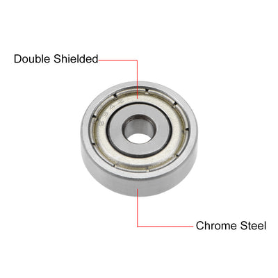 Harfington Uxcell Deep Groove Ball Bearings Metric Double Shielded Chrome Steel ABEC1 Z1