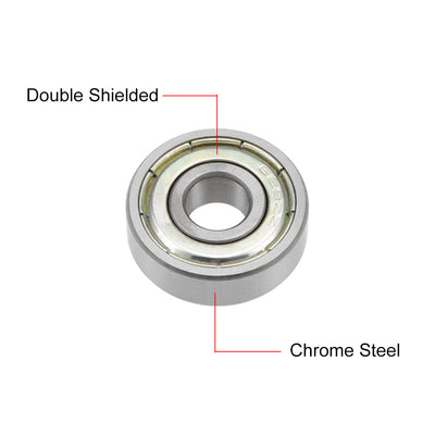 Harfington Uxcell Deep Groove Ball Bearings Metric Double Shield Chrome Steel ABEC1 Z1