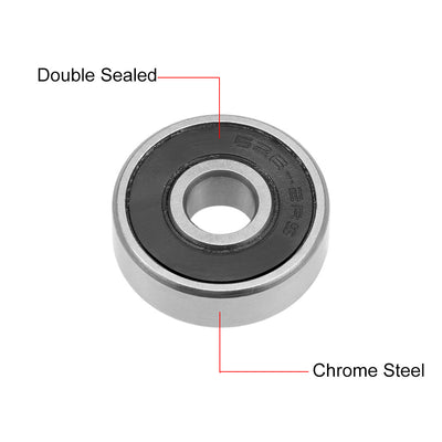 Harfington Uxcell Deep Groove Ball Bearings  Metric Double Sealed Chrome Steel ABEC1 Z2