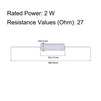 Harfington Uxcell 60pcs 2W 2 Watt Metal Oxide Film Resistor Axile Lead 27 Ohm ±5% Tolerance