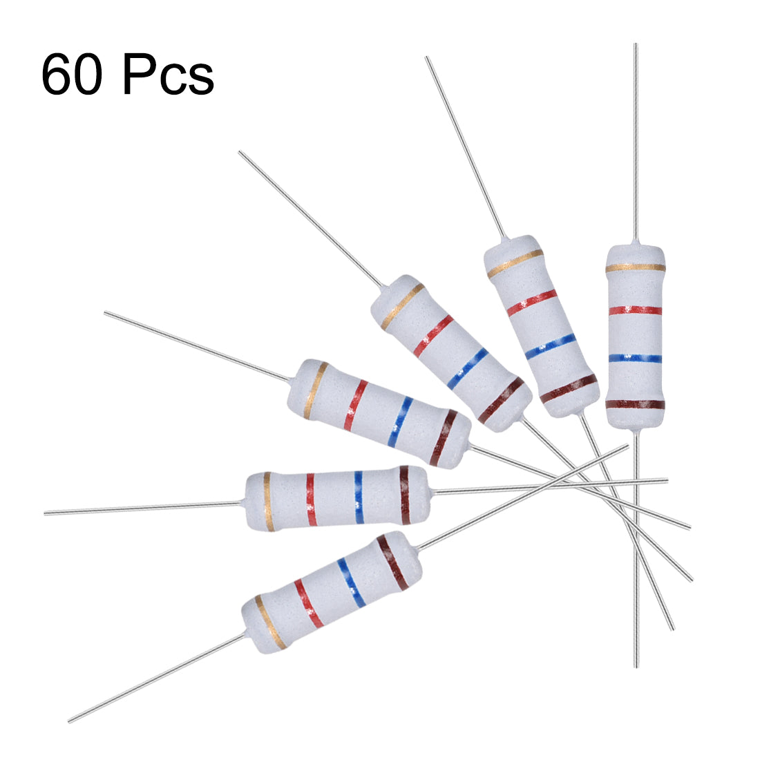 uxcell Uxcell 60pcs 2W 2 Watt Metal Oxide Film Resistor Axile Lead 1.6K Ohm ±5% Tolerance