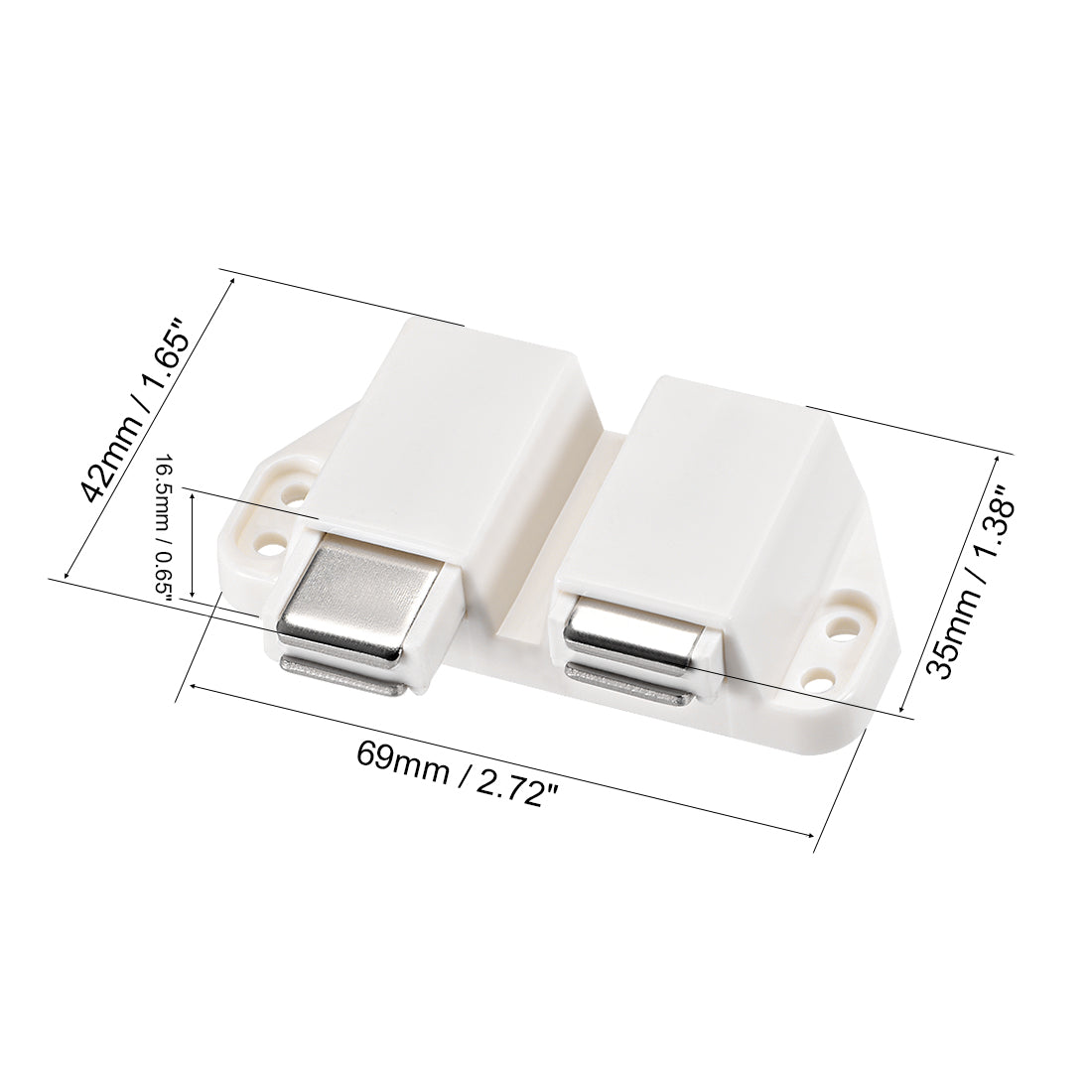 uxcell Uxcell Double Touch Catch Magnetic Press Latch for Cabinet Door Cupboard White 2pcs