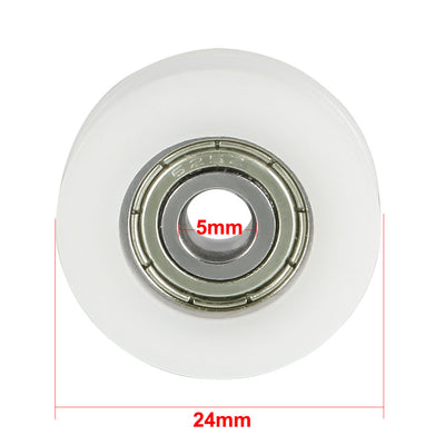 Harfington Uxcell 1.8mm Deep Metal V Groove Guide Bearing Pulley Rail Ball Wheel White 5x24x7mm 4pcs