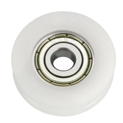 Harfington Uxcell 1.8mm Deep Metal V Groove Guide Bearing Pulley Rail Ball Wheel White 5x24x7mm 4pcs