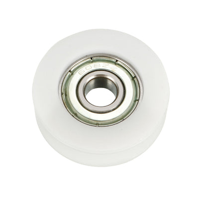 Harfington Uxcell 2.5mm Deep Metal V Groove Guide Bearing Pulley Rail Ball Wheel White 8x30x11mm 4pcs